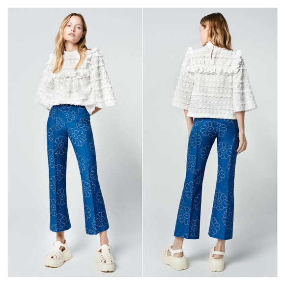 Smythe Pants - New! SMYTHE • Cropped Pintuck Pants in Indigo Floral • 4